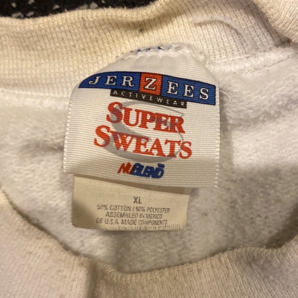 Vintage Jerzees Men’s XL White Cotton Graohic Fitted Crewneck - Picture 3 of 4